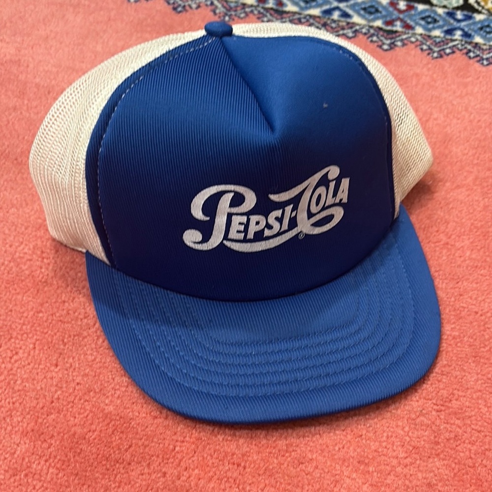 Pepsi-Cola Blue and White Vintage 80s Trucker Hat